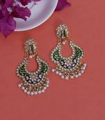 Green color meenakari earrings