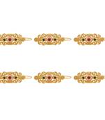 Maroon & green color 6 pieces gold plated hair pin