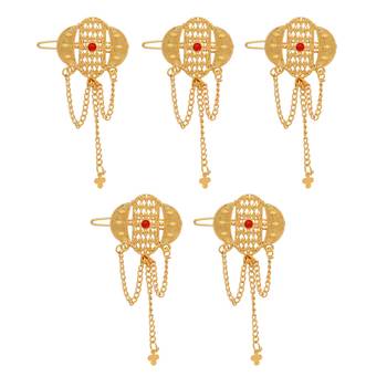 Maroon color 5 pieces gold plated hair pin 1