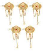 Maroon color 5 pieces gold plated hair pin