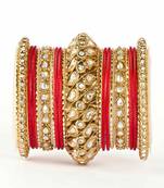 Traditional Solid Colored Kundan Bangle Set