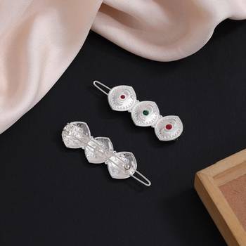 Maroon & green color 8 pieces hair pin 2