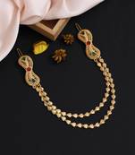 Maroon & green color gold plated hair pin / juda pin