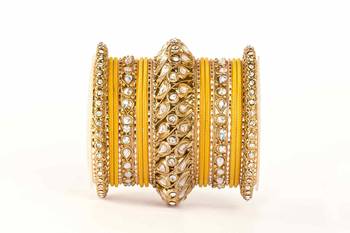 Traditional Solid Colored Kundan Bangle Set 1