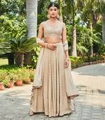 Beige Myra Embroidered Chikankari Lehenga Set