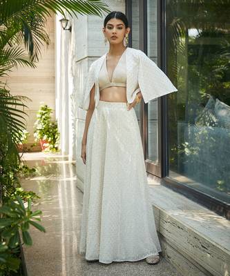 White Beryl Embroidered Lehenga Set 1
