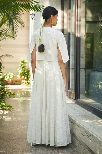 White Beryl Embroidered Lehenga Set