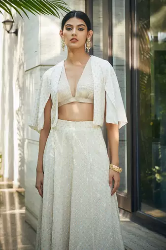 White Beryl Embroidered Lehenga Set