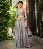Dark Grey Eka Chikankari Embroidered Lehenga Set