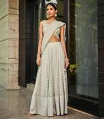 Light Grey Alisa Embroidered Chikankari Lehenga Set