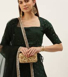 Ethnovog Ready To Wear Bottle green Chanderi Jacquard Lehenga Set