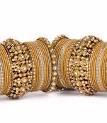 Beautiful Golden Dot Pattern Bangle Set For Two Hands