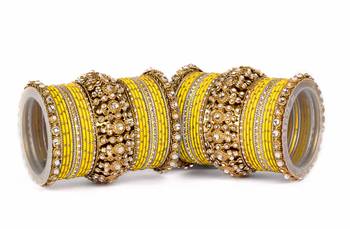 Beautiful Golden Dot Pattern Bangle Set For Two Hands 1