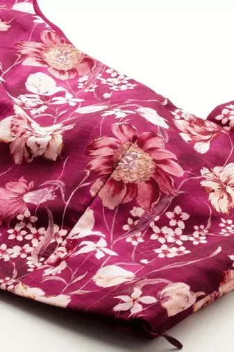 Ethnovog Ready To Wear Maroon Art Silk Printed Skirt Set