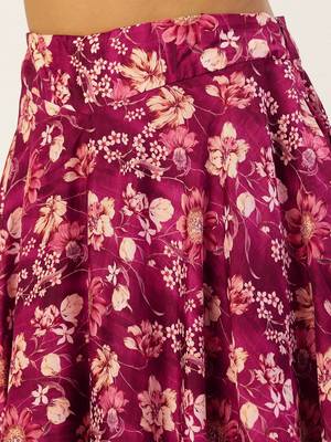 Ethnovog Ready To Wear Maroon Art Silk Printed Skirt Set 5