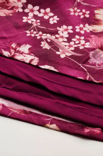 Ethnovog Ready To Wear Maroon Art Silk Printed Skirt Set