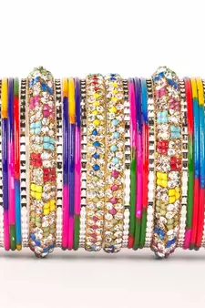 Beautiful Check Stone Pattern Bangle For Two Hands