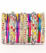 Beautiful Check Stone Pattern Bangle For Two Hands