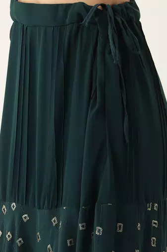 Ethnovog Ready To Wear Teal Blue Georgette Embroidered Co ord Set