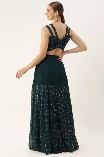 Ethnovog Ready To Wear Teal Blue Georgette Embroidered Co ord Set