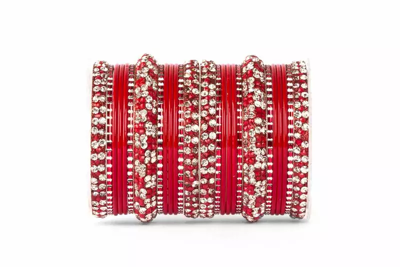Beautiful Check Stone Pattern Bangle For Two Hands