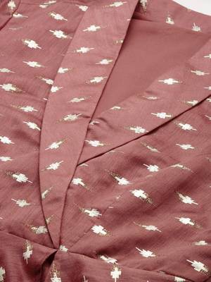 Ethnovog Ready To Wear Peach Art Silk Foil Printed Co Ord Sets 4