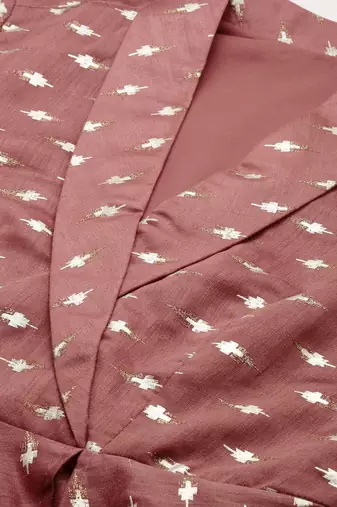 Ethnovog Ready To Wear Peach Art Silk Foil Printed Co Ord Sets