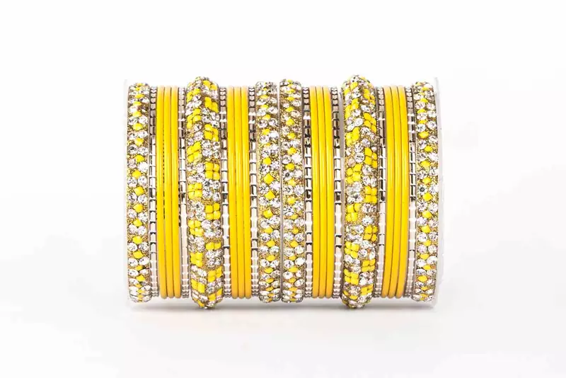 Beautiful Check Stone Pattern Bangle For Two Hands