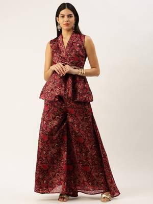 Ethnovog Ready To Wear MultiColored Art Silk Printed Co Ords Set 1