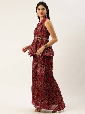Ethnovog Ready To Wear MultiColored Art Silk Printed Co Ords Set 3