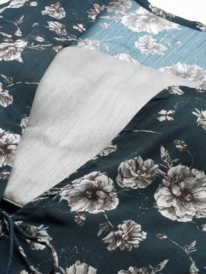 Grey Taffeta Jacquard Long Kurta with Palazzo Set 4