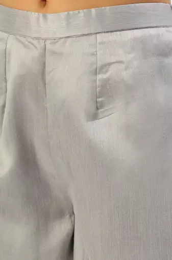 Grey Taffeta Jacquard Long Kurta with Palazzo Set