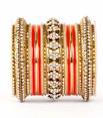 Fancy Golden Themed Enamel Bangel Set For Single Hand