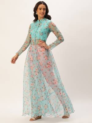 Ethnovog Ready To Wear Blue Digital Printed Kurta Set With Straight Pant 4