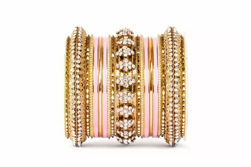 Fancy Golden Themed Enamel Bangel Set For Single Hand