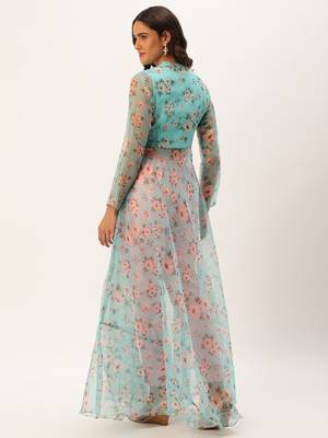 Ethnovog Ready To Wear Blue Digital Printed Kurta Set With Straight Pant 5