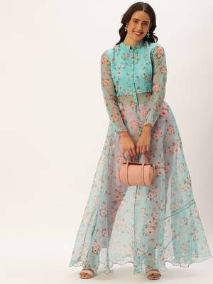 Ethnovog Ready To Wear Blue Digital Printed Kurta Set With Straight Pant 6