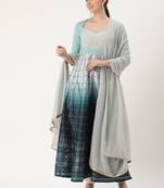 Ethnovog Ready To Wear Blue Printed Kali N Multicolored Embroidered Anarkali Suit
