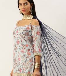 Ethnovog Ready To Wear Pale Blue Lily Art Silk Printed Gharara Set