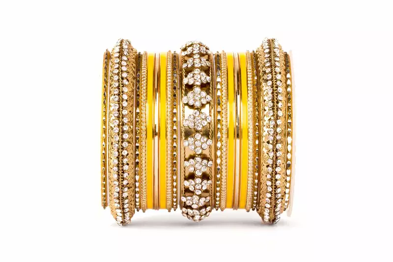 Fancy Golden Themed Enamel Bangel Set For Single Hand