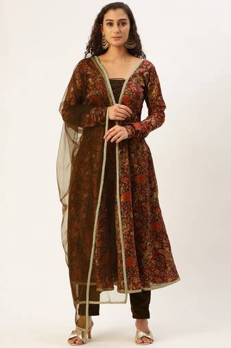 Ethnovog Ready To Wear MultiColored Art Silk Printed Suit