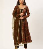 Ethnovog Ready To Wear MultiColored Art Silk Printed Suit