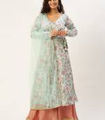 Ethnovog Ready To Wear Pale Blue N Mauve Art Silk Anarkali Suit Set