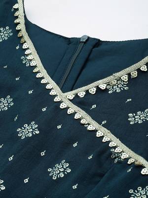 Ethnovog Ready To Wear Blue Art Silk Layered Gharara Suit 2