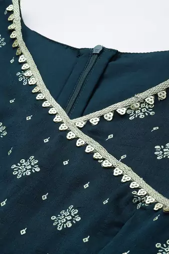 Ethnovog Ready To Wear Blue Art Silk Layered Gharara Suit