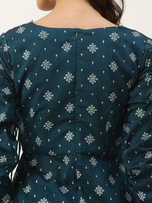 Ethnovog Ready To Wear Blue Art Silk Layered Gharara Suit 8