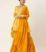 Ethnovog Ready To Wear Yellow Digital Printed Sharara Suit