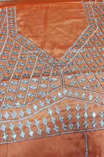 Women'S Orange Silk Sequin Embroidered Lehenga Choli