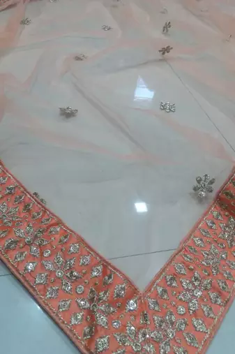 Women'S Orange Silk Sequin Embroidered Lehenga Choli