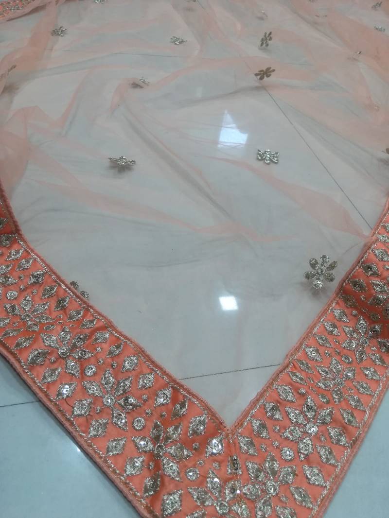 Women'S Orange Silk Sequin Embroidered Lehenga Choli